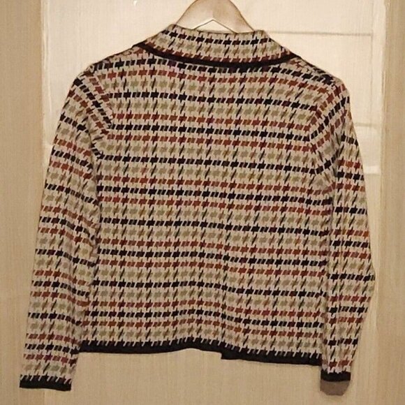 Tahari Womens Tan Green Orange Soft Open Front Sweater Blazer Small - Picture 2 of 5